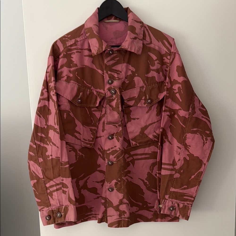 Pink and Brown Camouflage Vintage English Military Jacket